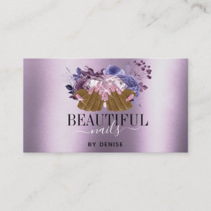 PINK lila Nagelsalon Frau Hand Nägel Techniker Visitenkarte