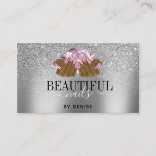 PINK lila Nagelsalon Frau Hand Nägel Techniker Visitenkarte