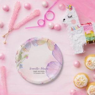 Pink Lila Oh Baby Butterfly Babydusche Pappteller