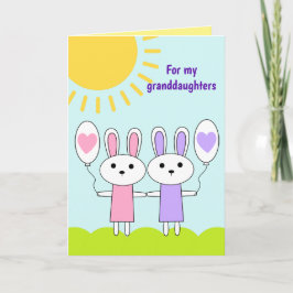 Pink Lila Ostersonne für meine Enkeltöchter Feiertagskarte