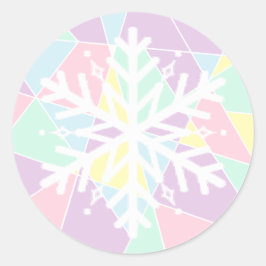 Pink Lila Pasta Weihnachten Schneeflocke Runder Aufkleber