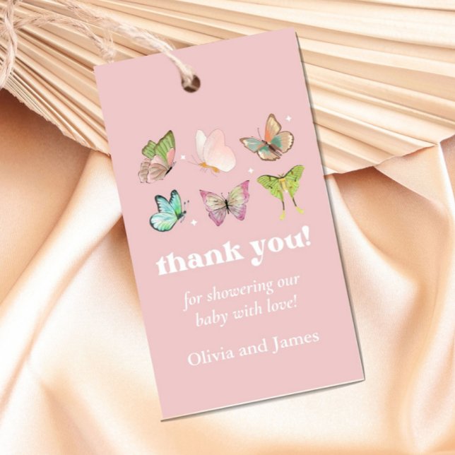 Pink Lila Pastel Butterfly Girl Babydusche Geschenkanhänger (Von Creator hochgeladen)