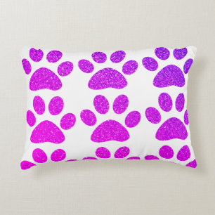 Pink Lila Paw Print Glittery Ombre Geschenk Gefall Dekokissen