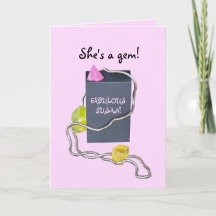 Pink lila Personalize SIE IST EIN GEM GEBURTSTAG Dankeskarte