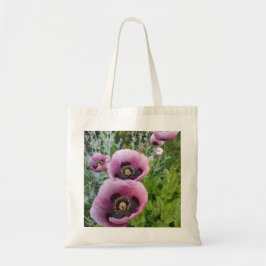Pink Lila Poppies Mauve Purple Flowers Tragetasche