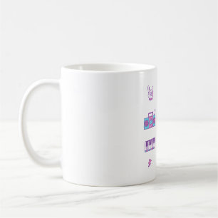Pink Lila Retro Music Icons Doodle Pattern Kaffeetasse