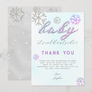 Pink Lila Rhinestones Babydusche Danke Einladung