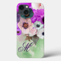PINK LILA ROSE, WEISSE ANEMONS BLUME MONOGRAM