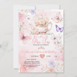 Pink Lila Schmetterling Prinzessin ParTea Geburtst Einladung