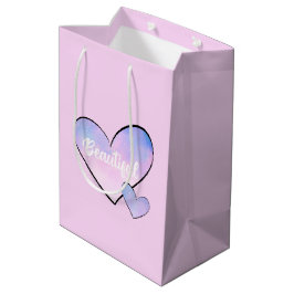 Pink Lila schönes Herzstück strahlend Mittlere Geschenktüte