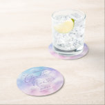 Pink Lila Sky Cloud Nine Brautparty Runder Pappuntersetzer<br><div class="desc">Romantische und verträumte Brautparty-Untersetzer mit Aquarellbildern von rosa,  lila und blau mit Sternen und Wolken. Im Text steht: "Die Braut ist auf Wolke neun."</div>