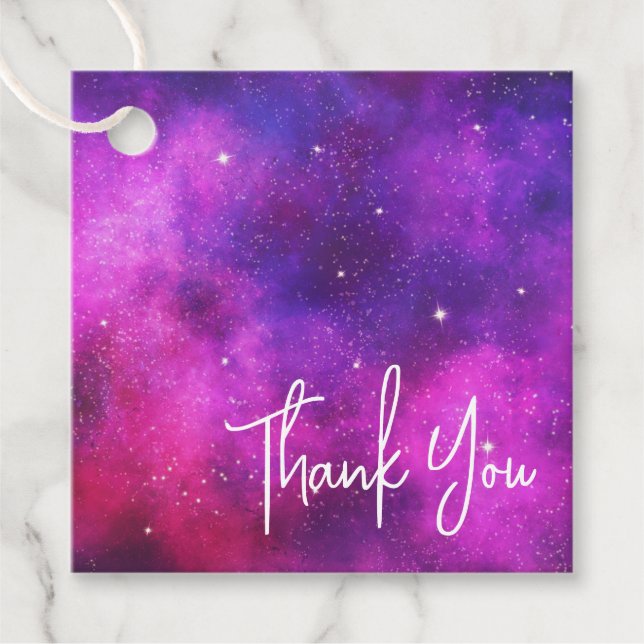Pink & Lila Space & Stars Imitate Galaxie Vielen D Geschenkanhänger (Vorderseite)
