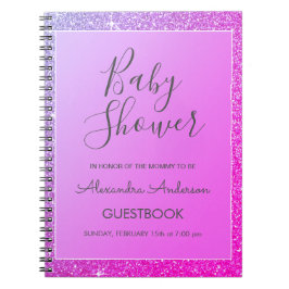 Pink Lila Sparkle Glitzer Baby Showbook Notizblock
