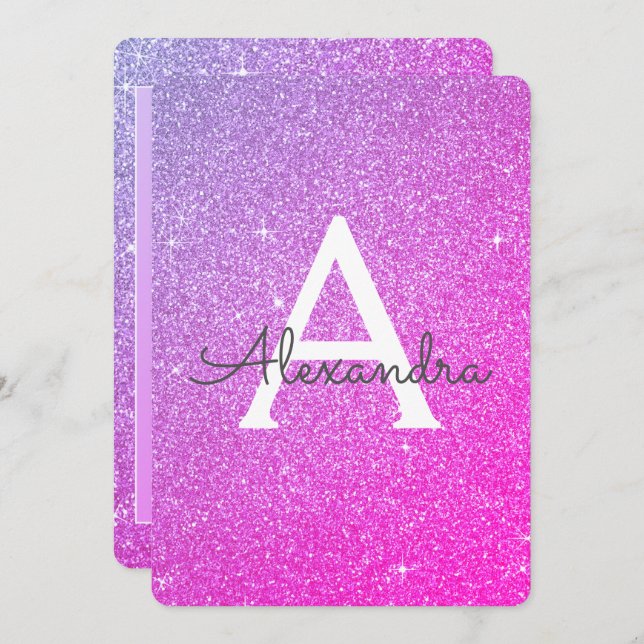 Pink Lila Sparkle Glitzer Giro Birthday Party Einladung (Vorne/Hinten)