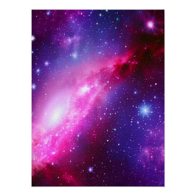 Pink Lila Spiralgalaxie Glossy Poster (Vorderseite)