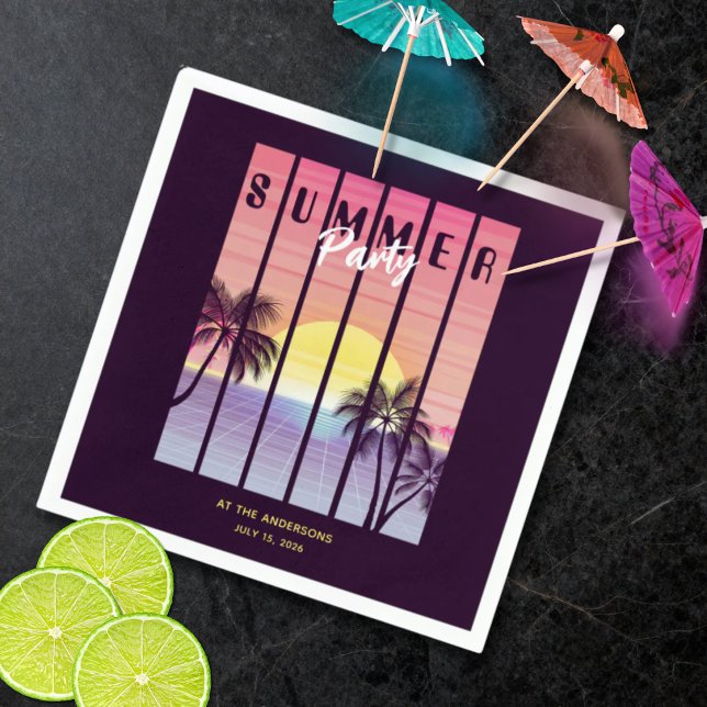 Pink-Lila-Synthwave-Sommerparty Serviette (Von Creator hochgeladen)