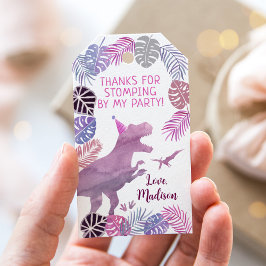 Pink Lila Three Rex Girl Dinosaurier Geburtstag Geschenkanhänger