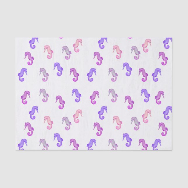 Pink Lila und Lilac Tiny Seepferds Muster Seidenpapier (Vorderseite)