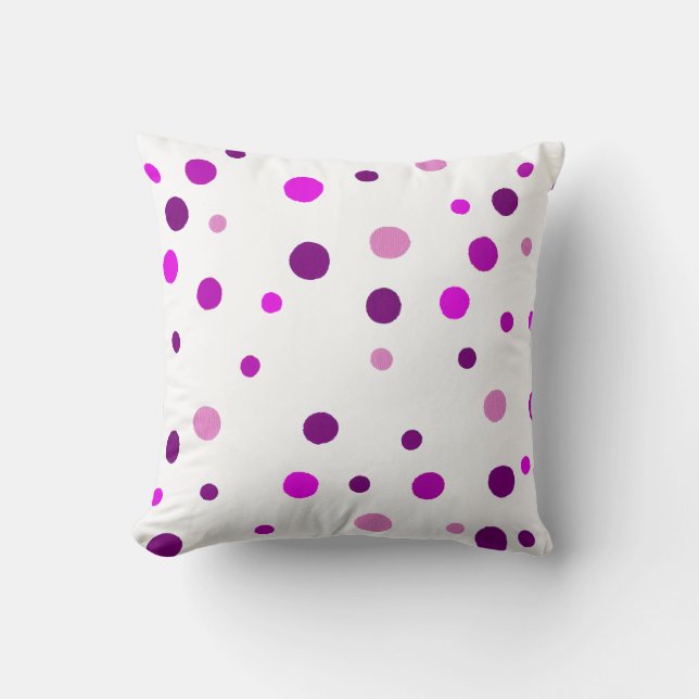 Pink, Lila und violett Polka Dots Pillow Kissen (Vorderseite)