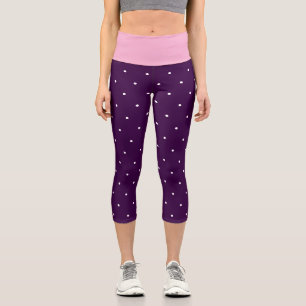 Pink Lila und Weiß Polka Punkte Capri Leggings