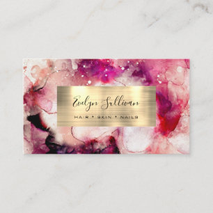 Pink Lila Watercolor Business Card Visitenkarte