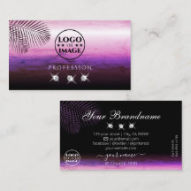 Pink Lila Watercolor Palm Blätter Jewels Logo hinz