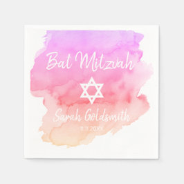 Pink Lila Watercolor Star von David Bat Mitzvah Serviette