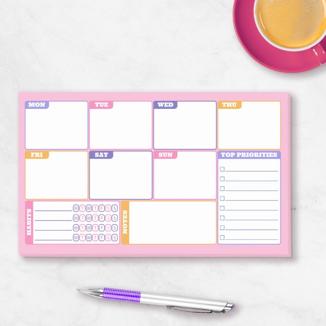 Pink Lila Weekly Planer Gewohnheiten & zu tun Post-it Klebezettel (Von Creator hochgeladen)
