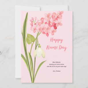 Pink Lilac Bloom Name Day Card Feiertagskarte