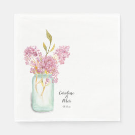 Pink Lilac Blossom Mason Jar Wedding Serviette