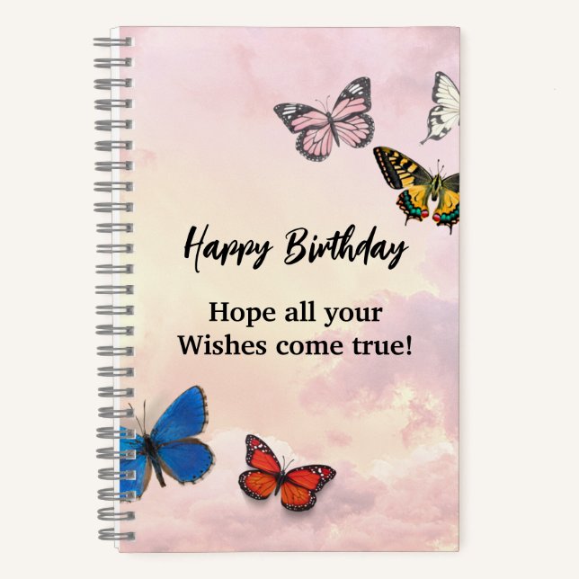 Pink Lilac Dreamy Ripped Butterfly Spiral Notebook Notizbuch (Vorderseite)