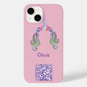 Pink & Lilac Einhorn Foto & Name Case-Mate iPhone 14 Hülle