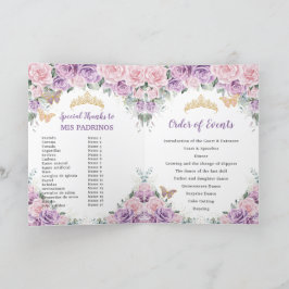 Pink Lilac Floral Quinceñera Orden der Ereignisse Programm