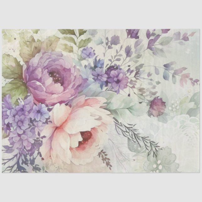 Pink Lilac Lila Peonys Polterabend Tissue Seidenpapier (Vorderseite)