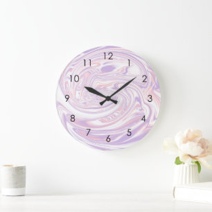 Pink Lilac Modernes Design aus Abstraktem flüssige Große Wanduhr