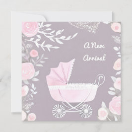 Pink Lilac Neue Anreise Hübsches Pram Niedliche Ba Feiertagskarte