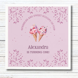 Pink Lilac Scoop Giro Ice Creme 1. Geburtstag Part Serviette