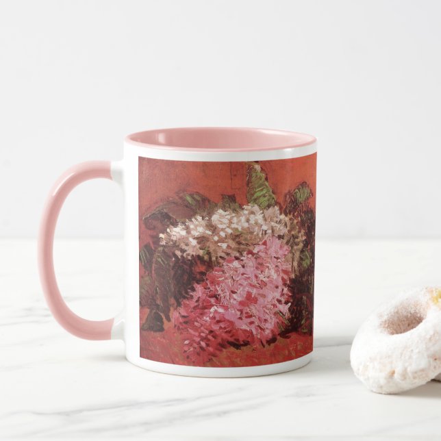 Pink Lilacs von Vincent van Gogh, Still Life Blume Tasse (Mit Donut)