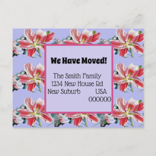 Pink Lilies neue Adresse Postcard, wir bewegen uns Postkarte
