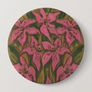 Pink Lilies, pastellfarbene Malerei, Blume, Blumen Button