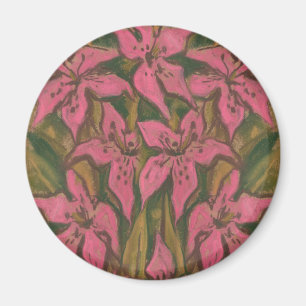Pink Lilies, pastellfarbene Malerei, Blume, Blumen Magnet
