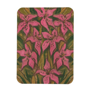 Pink Lilies, pastellfarbene Malerei, Blume, Blumen Magnet