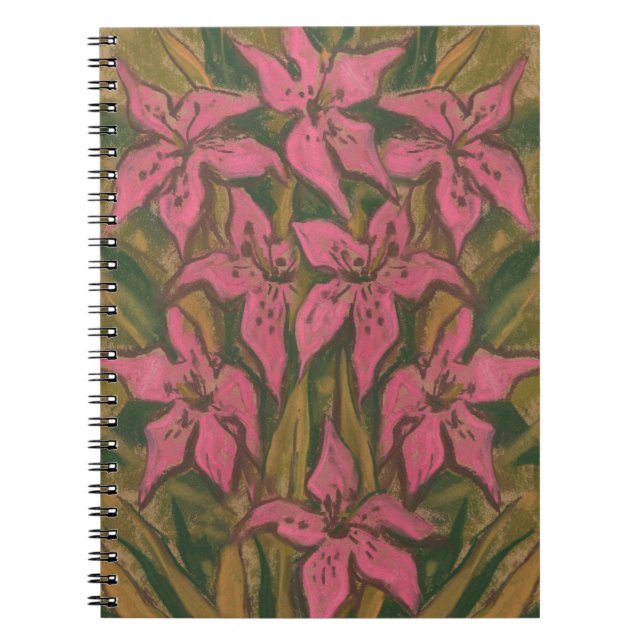 Pink Lilies, pastellfarbene Malerei, Blume, Blumen Notizblock (Vorderseite)