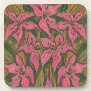 Pink Lilies, pastellfarbene Malerei, Blume, Blumen Untersetzer