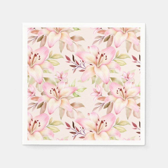 Pink Lilies Serviette (Vorderseite)