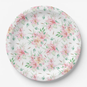 Pink Lilly Blume Papierplatte Pappteller