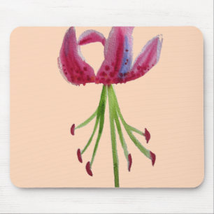 Pink Lily Aquarell Moderne Blume Blumenstrauß Mousepad