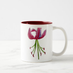 Pink Lily Aquarell Moderne Blume Blumenstrauß Zweifarbige Tasse