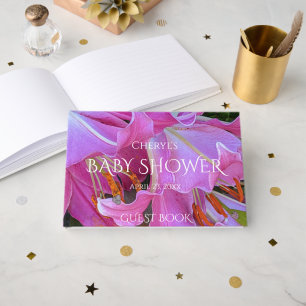 Pink Lily Blooms Floral Girl Baby Dusche Gästebuch