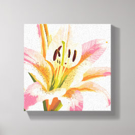 Pink Lily Blume | Aquarellfarbene Blütenmalerei Leinwanddruck